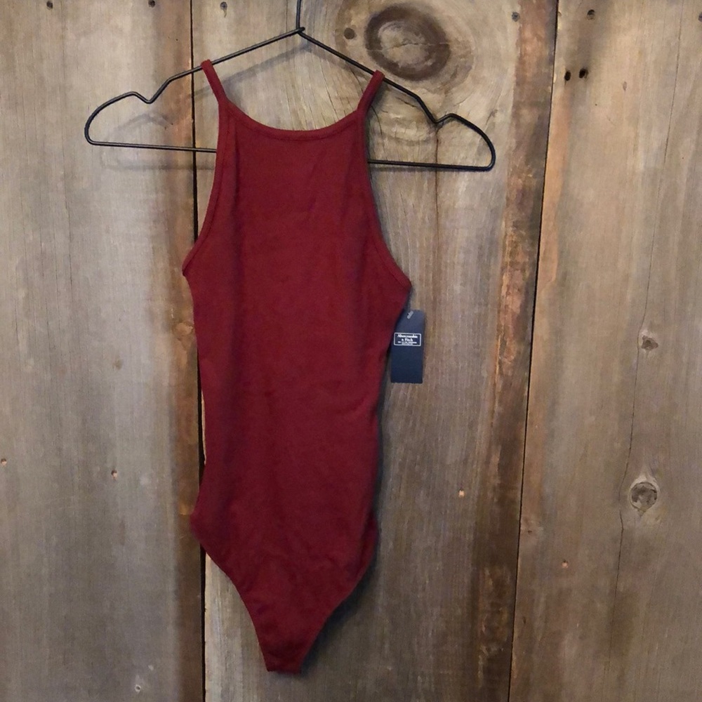 Abercrombie & Fitch Sleeveless Bodysuit in Burgundy Size Small Women’s
